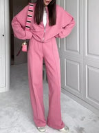 Loose Zip Sweater Casual Trousers Suit