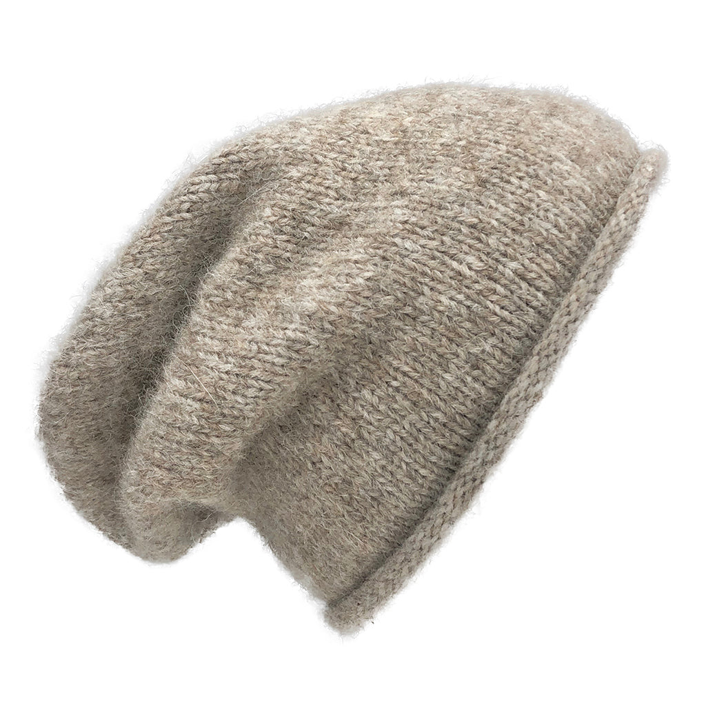 Beige Essential Knit Alpaca Beanie | Embroidered Cap