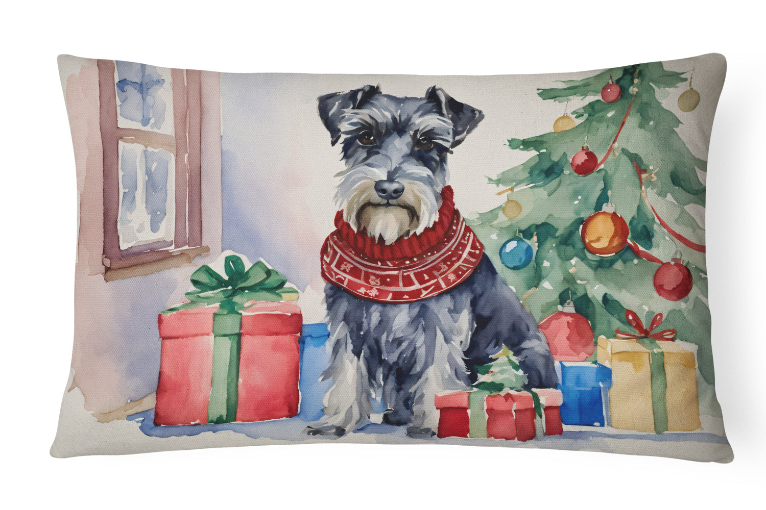 Schnauzer Christmas Throw Pillow