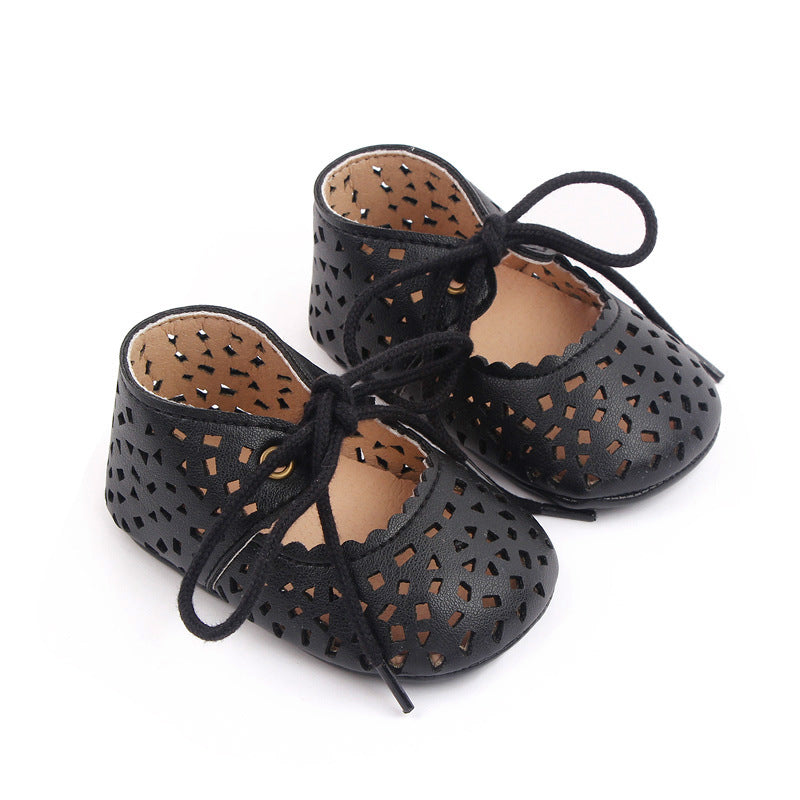 Elegant Leather Baby Baptism Walking Shoes with Rubber Soles | Footwear