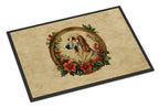 Saluki Christmas Flowers Doormat