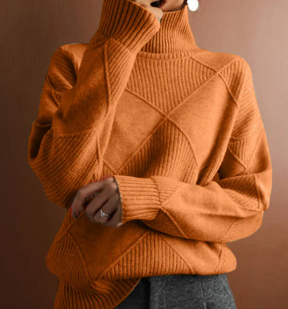 Loose High Neck Knitted Sweater