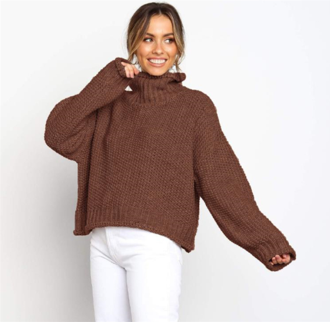 Women's Knitted High Collar Sweater