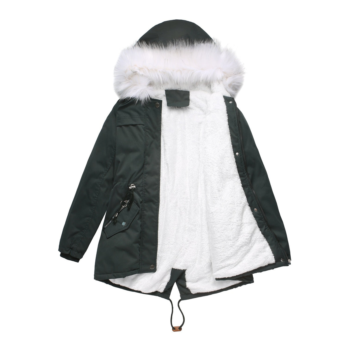 Cotton Women’s Casual Long Hooded Fur Coat Fashion