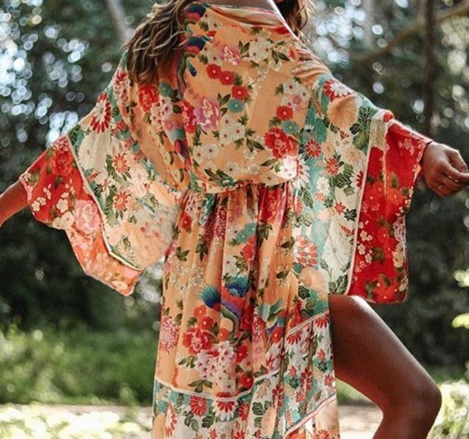 Chiffon Printed Beach Cardigan and Cover-Up Dress