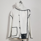 Woolen Long Sleeve Jacket with Scarf - Loose Fit