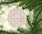 White Domestic Mouse Christmas Ceramic Ornament