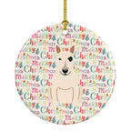 Merry Christmas Bull Terrier White Ceramic Ornament