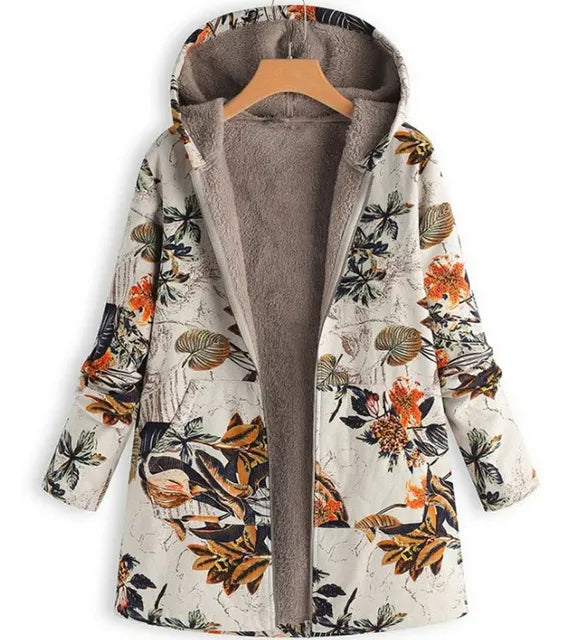 Vintage Women's Cotton and Hemp Hoodie Coat with Pockets | Streetwear