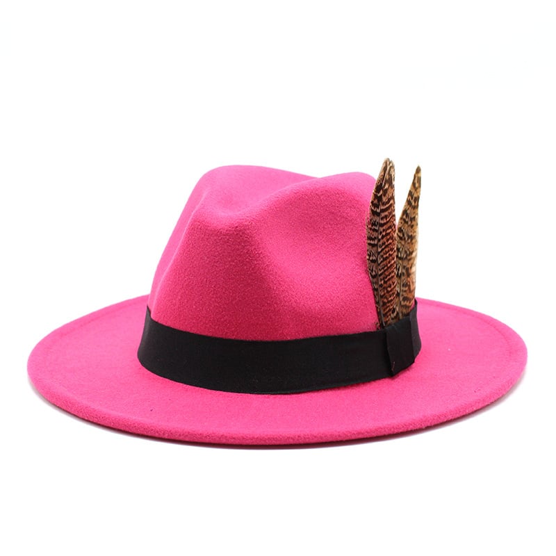 British Style Wool Jazz Hat with Versatile Flat Border | Embroidered Cap