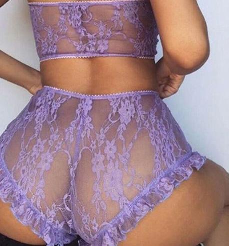 Lace Bralette and Panty Set - Sheer and Ultra-Thin