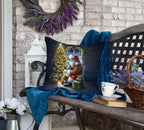 English Bulldog and Santa Claus Throw Pillow