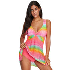 Plus Size Women's Lace V-Neck One-Piece Swimsuit