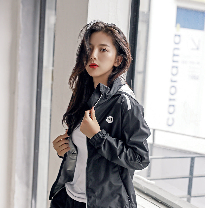 Women's Quick Dry Hooded Fitness Jacket with Zipper
