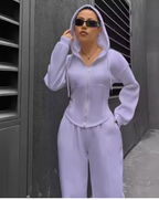 Women's Y2K Casual Two-Piece Set with Hooded Jacket