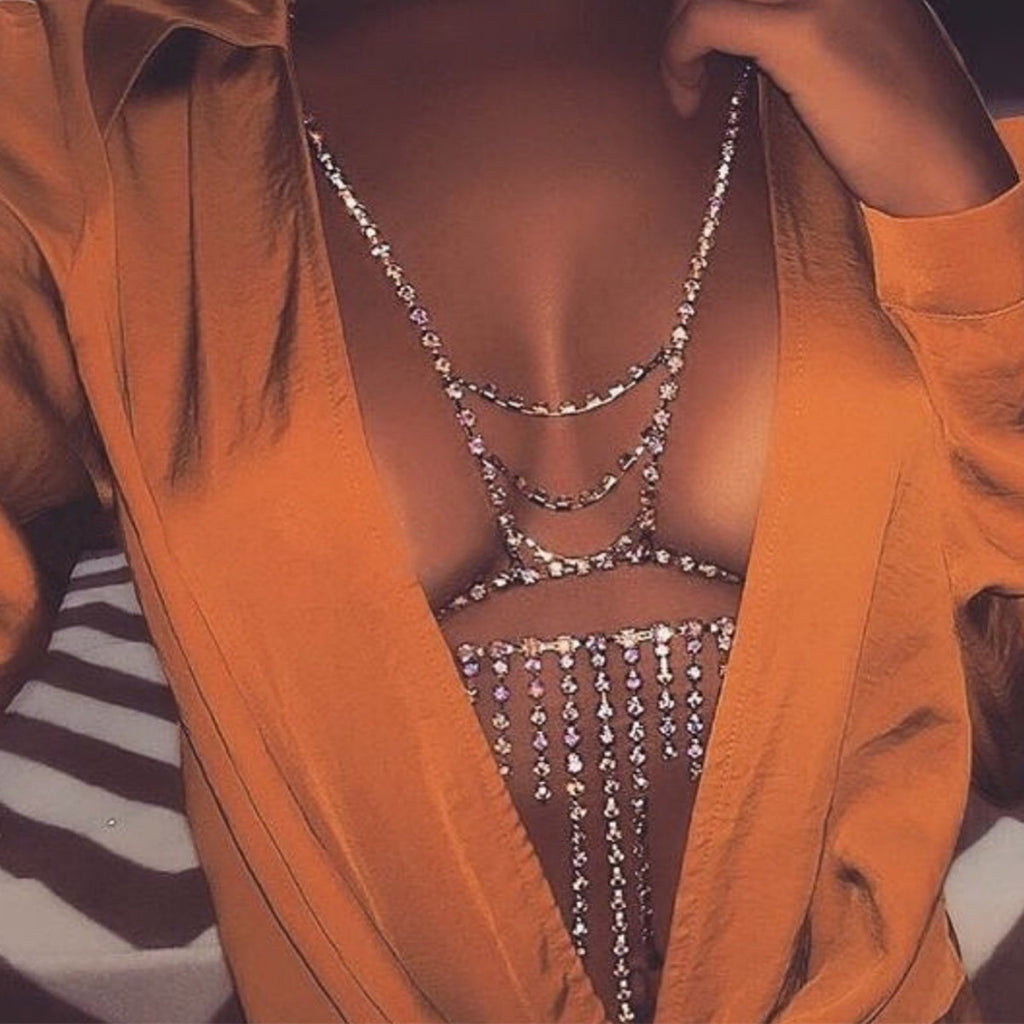 Body Chain with Rhinestones for Bikinis