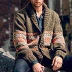 Men's Knitted Long Sleeve Lapel Cardigan Coat