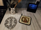 Otterhound Christmas Flowers Pair of Pot Holders