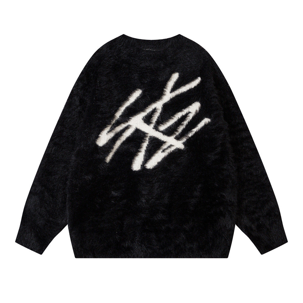 Mink-like Knit Men's Crew Neck Casual Pullover Sweater | Streetwear