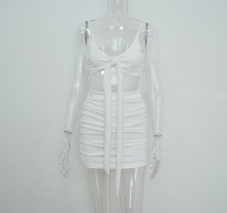 Tie-Front Ruched Bodycon Mini Dress