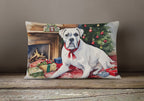 White Boxer Christmas Throw Pillow
