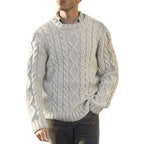 Men's Solid Color Round Neck Sweater - European Style