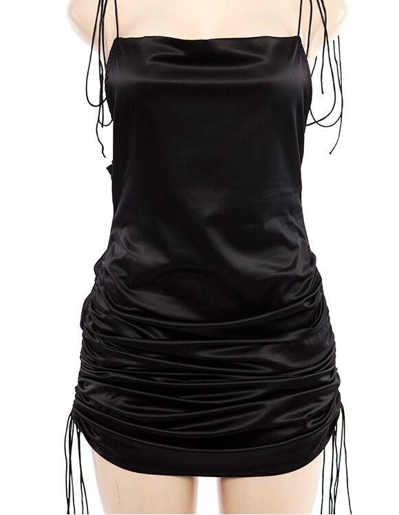 Backless Bodycon Midi Dress with Straps and Tie Detail