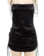 Backless Bodycon Midi Dress with Straps and Tie Detail