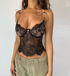 Women's Lace See-through Sexy Suspenders Casual Tank Top