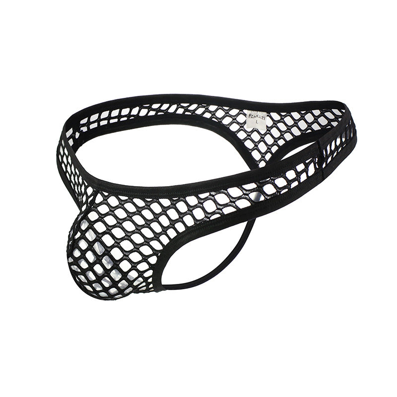 Translucent Mesh Thong with Convex Cutout Design