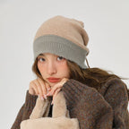Dual-use Wool Knitted Pile Hat with Collar | Embroidered Cap