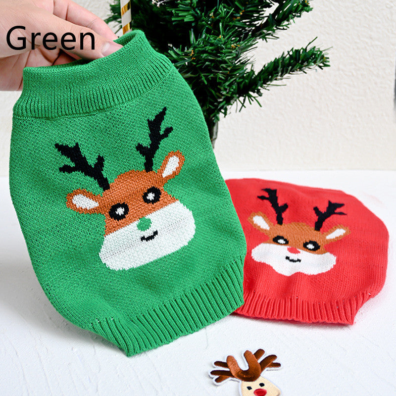Pet Christmas Sweater with Elk Print for Dogs and Cats