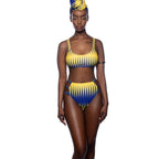 2019 High Waist Bikini Set with Striped Print