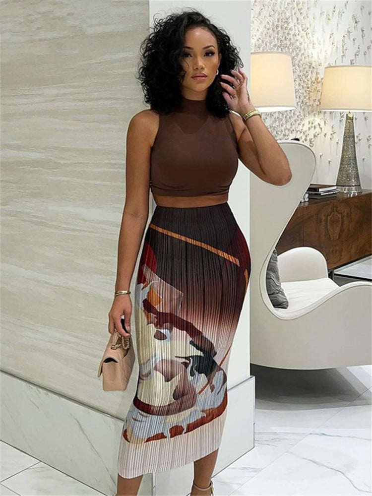 New Printed Women's Elastic Waist Summer Dress