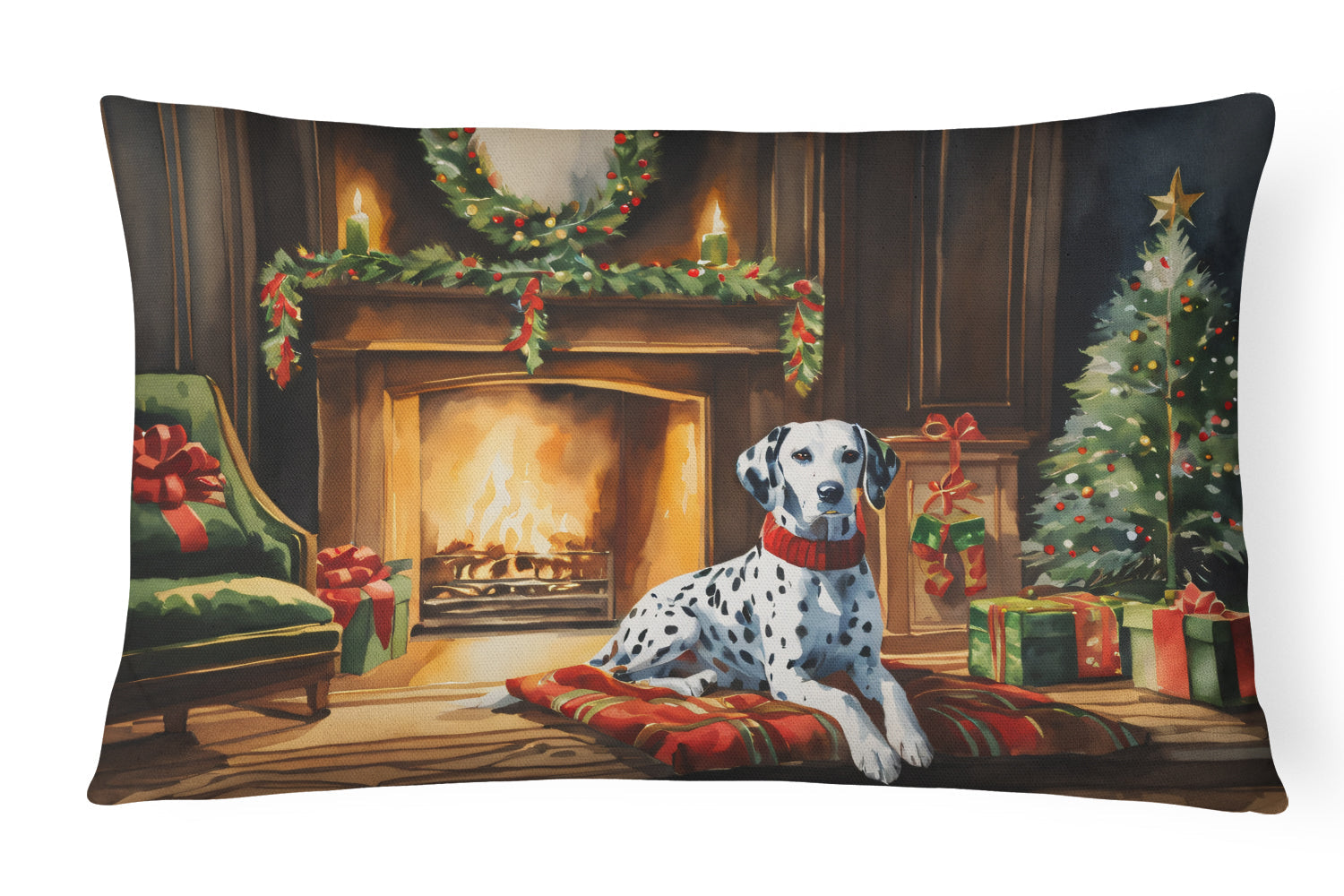 Dalmatian Cozy Christmas Throw Pillow