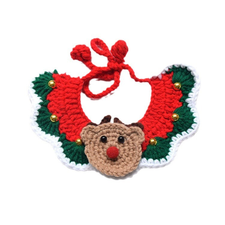 Handmade Knitted Christmas Collar for Pets
