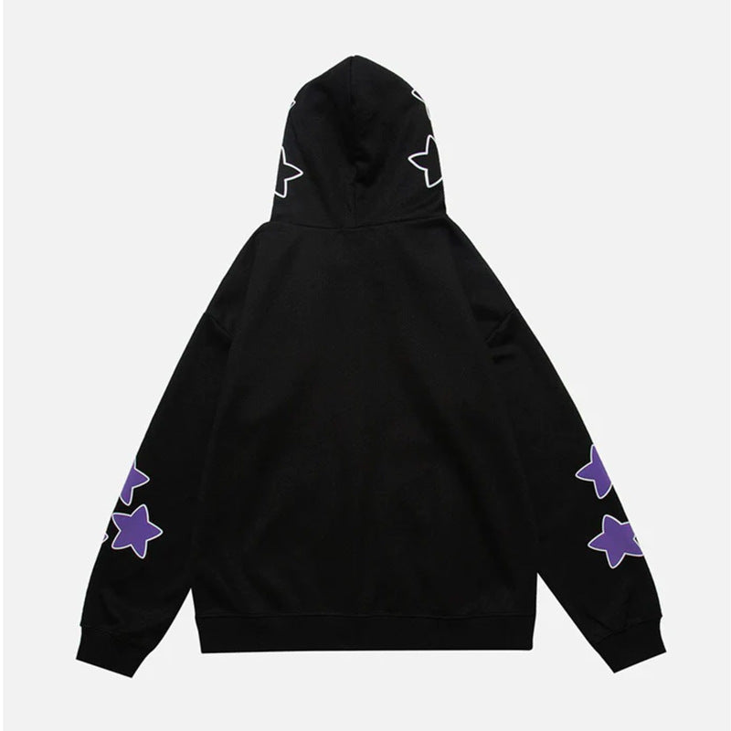Harajuku Y2K Star Letters Hooded Zip-Up Sweatshirt | Streetwear