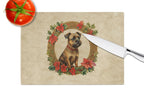 Border Terrier Christmas Flowers Glass Cutting Board