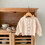 Girls' Lace Knit Jacket with Hollow Fungus Collar
