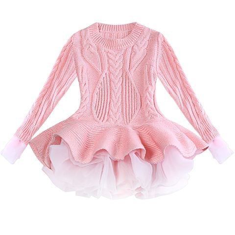 Children's Long-Sleeved Knitted Sweater Dress