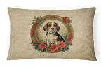 Beagle Christmas Flowers Throw Pillow