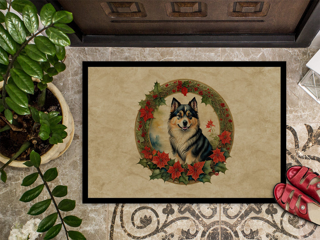 Finnish Lapphund Christmas Flowers Doormat