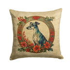 Greyhound Christmas Flowers Throw Pillow