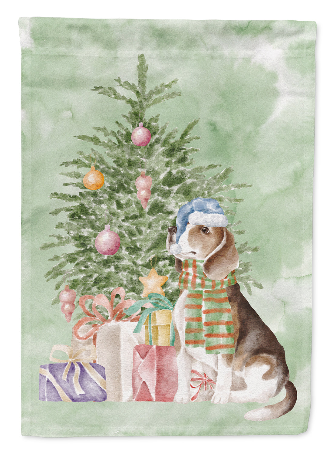 Beagle Christmas Presents and Tree Garden Flag