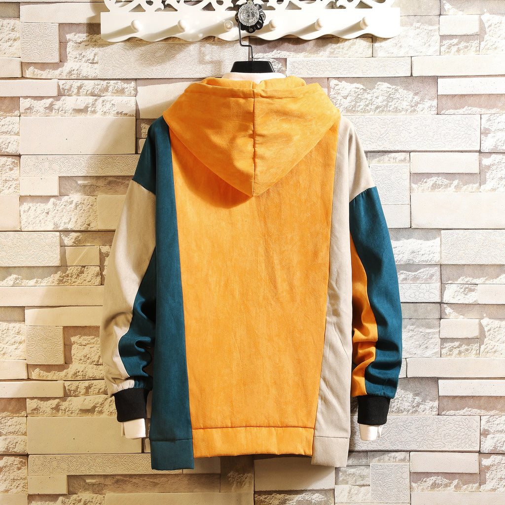 URSPORTTECH Men's Patchwork Casual Long Sleeve Hoodie | Streetwear