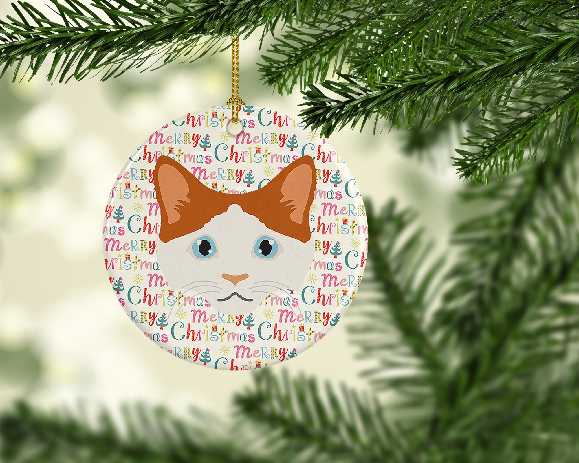 La Perm Cat Christmas Ceramic Ornament