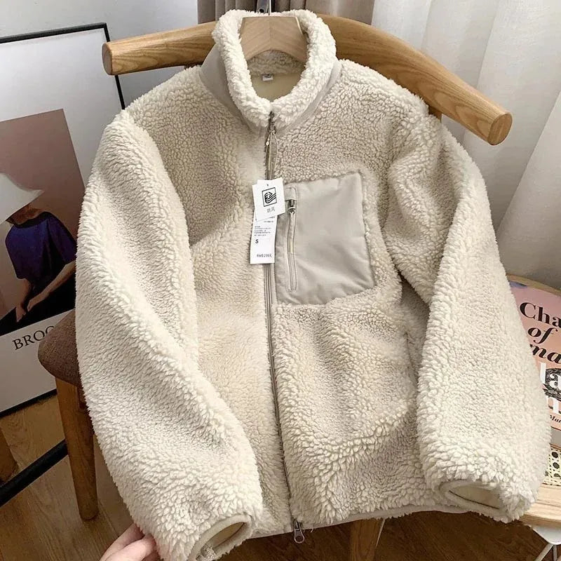 Japanese Fleece Stand Neck Jacket for Couples (Solid Color)