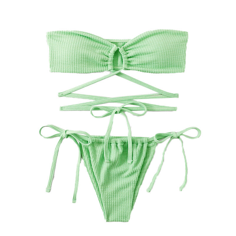 2024 New Amazon Solid Color Backless Bikini Set