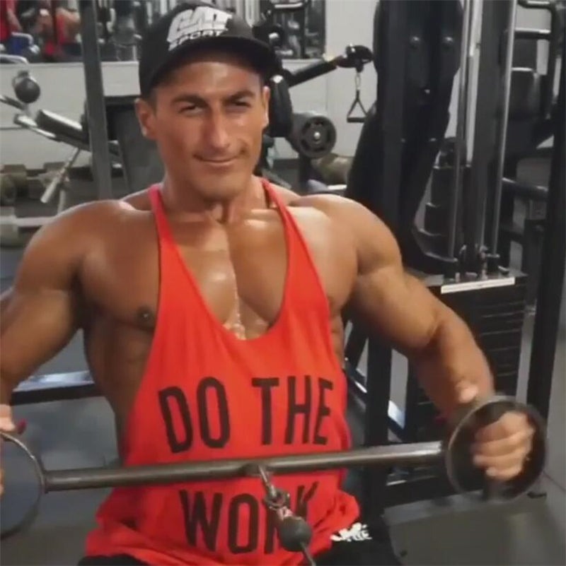 "DO THE WORK Letter Printed Muscle Fitness Tank Top"