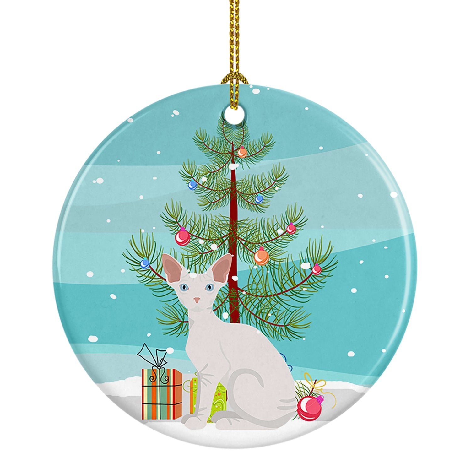 Sphynx Cat Christmas Ceramic Ornament